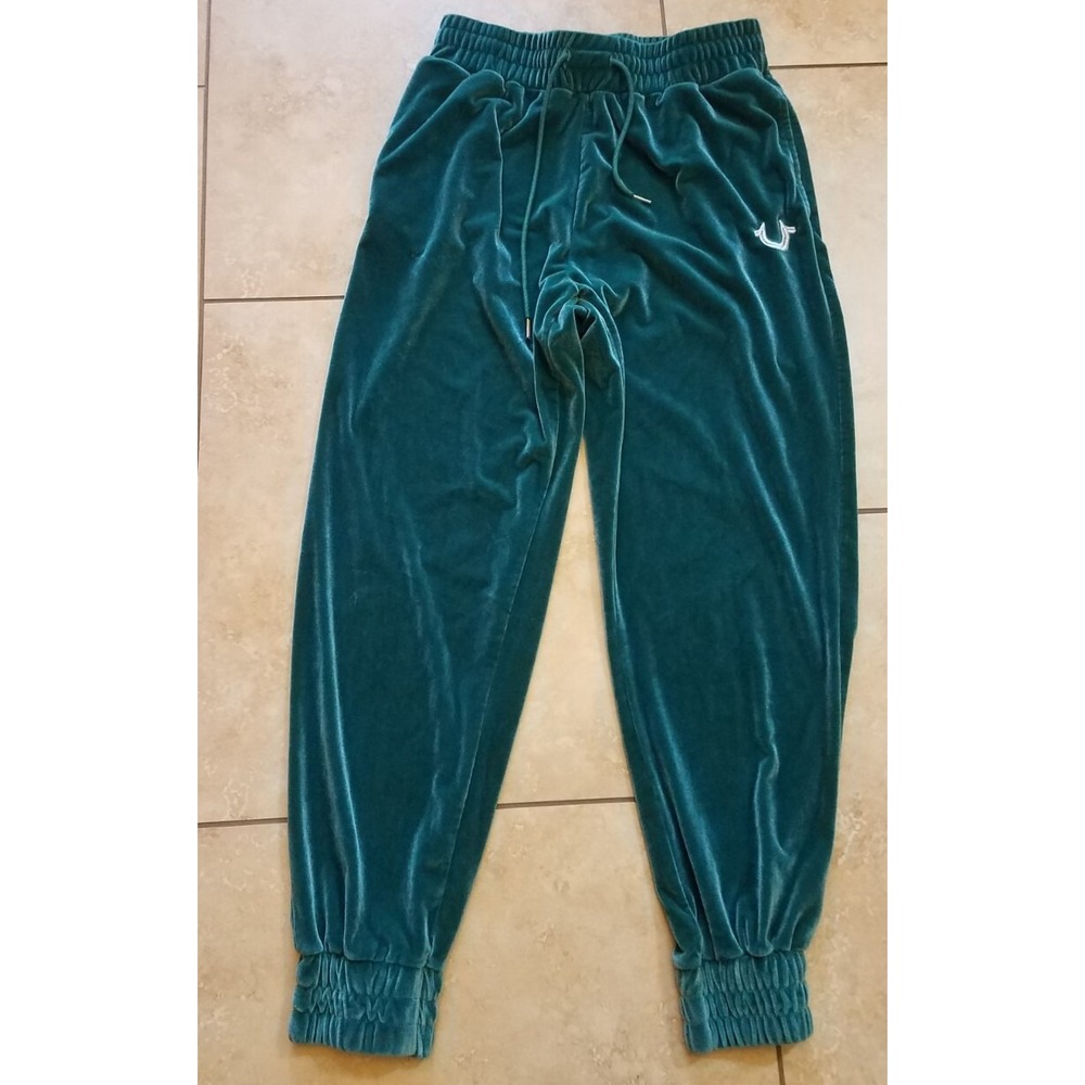 TRUE RELIGION Foil Velour‎ Jogger Pants Women Large Y2K Comfy Velvet Stylish